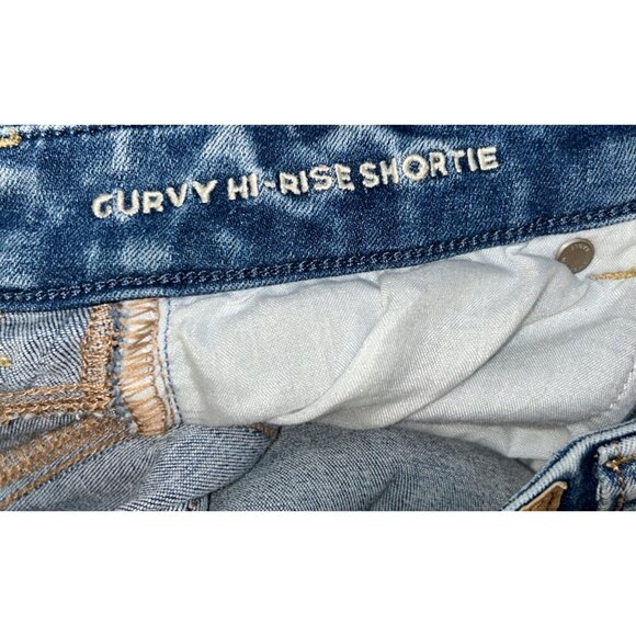 American Eagle Womens Curvy High Rise Distressed Shortie Size 4 cyber grunge - Picture 5 of 6